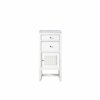 James Martin Vanities Athens 15in Base Cabinet w/ Drawers and Right Door, Glossy White w/ 3 CM Carrara Marble Top E645-B15R-GW-3CAR